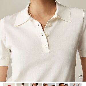 J. Crew White Fitted Short Sleeve Button Down Polo